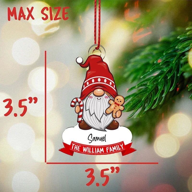 Personalized Family Gnome Cut Out Christmas Ornaments - GiftShire