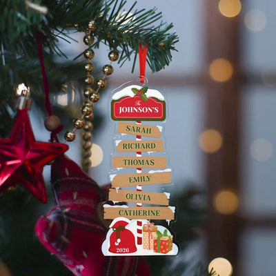 Personalized Family Signpost Christmas Ornament