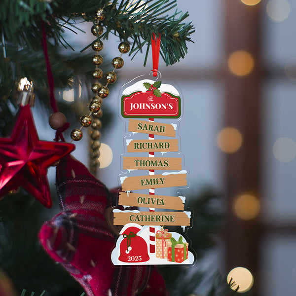 Personalized Family Signpost Christmas Ornament