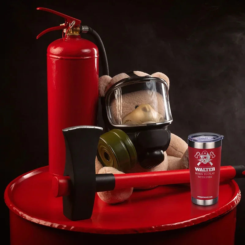Personalized Firefighter Tumbler with Fire Department Badge - GiftShire