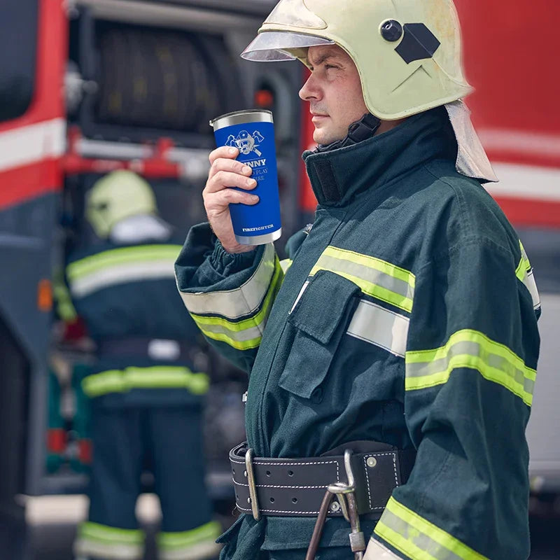 Personalized Firefighter Tumbler with Fire Department Badge - GiftShire