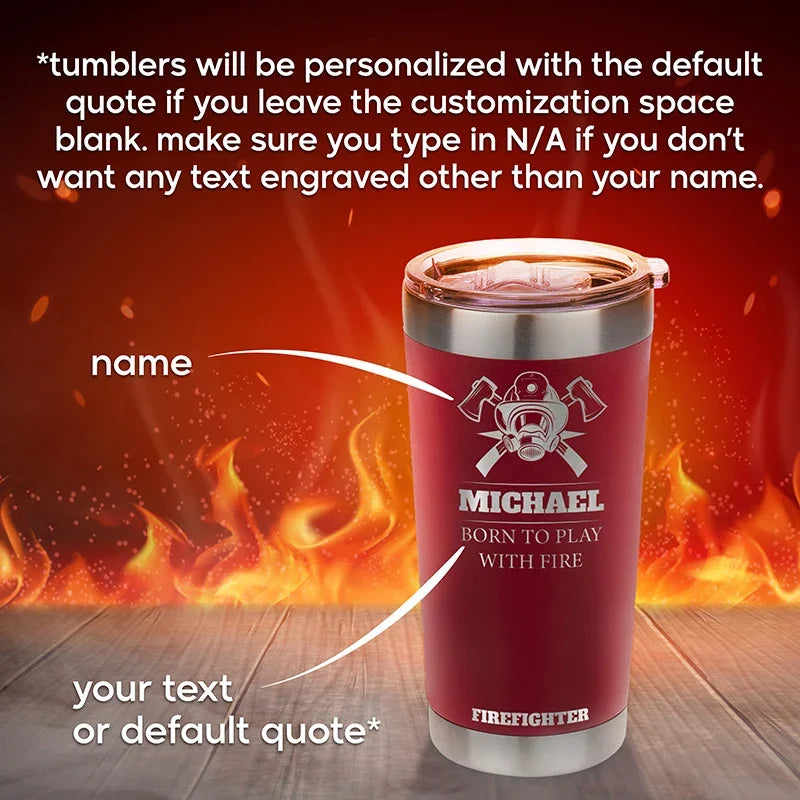 Personalized Firefighter Tumbler with Fire Department Badge - GiftShire