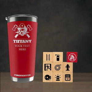 Personalized Firefighter Tumbler with Fire Department Badge - GiftShire