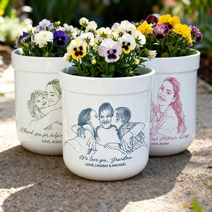Personalized Flower Pot Befunky Photo to Sketch Gift – GiftShire