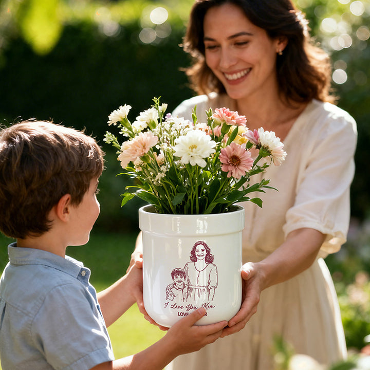 plant pot with photo Personalized Flower Pot Befunky Photo to Sketch Gift – GiftShire