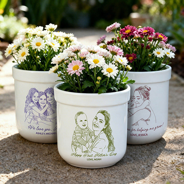 Personalized Flower Pot Befunky Photo to Sketch Gift