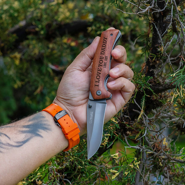 Personalized Folding Pocket Fishing Knife with Bass Design - GiftShire