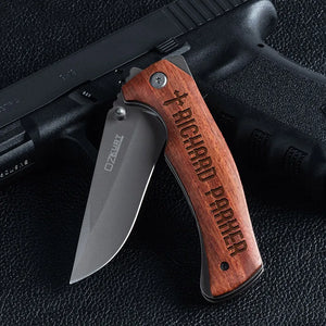 Personalized Folding Pocket Fishing Knife with Bass Design - GiftShire
