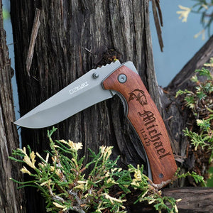Personalized Folding Pocket Fishing Knife with Bass Design - GiftShire