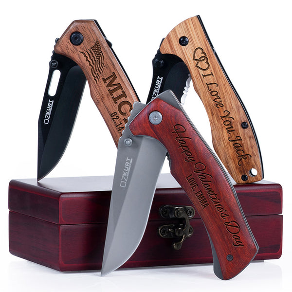 Personalized Folding Pocket Fishing Knife with Bass Design - GiftShire