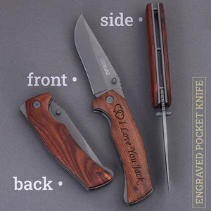 Personalized Folding Pocket Fishing Knife with Bass Design - GiftShire