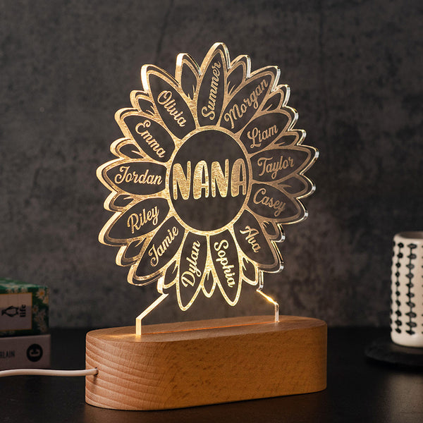 Personalized Grandma Gifts – Custom Sun Flower Night Light