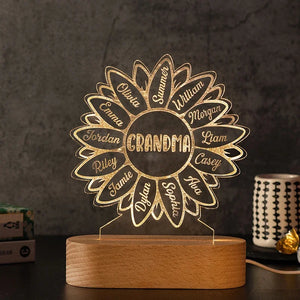 Personalized Grandma Gifts – Custom Sun Flower Night Light - GiftShire