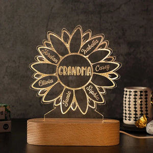 Personalized Grandma Gifts – Custom Sun Flower Night Light - GiftShire
