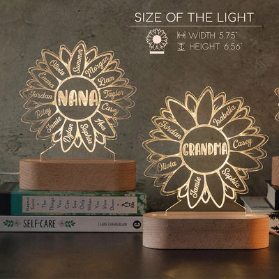 Personalized Grandma Gifts – Custom Sun Flower Night Light - GiftShire
