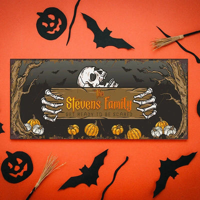Personalized Halloween Decor Sign with Family Name