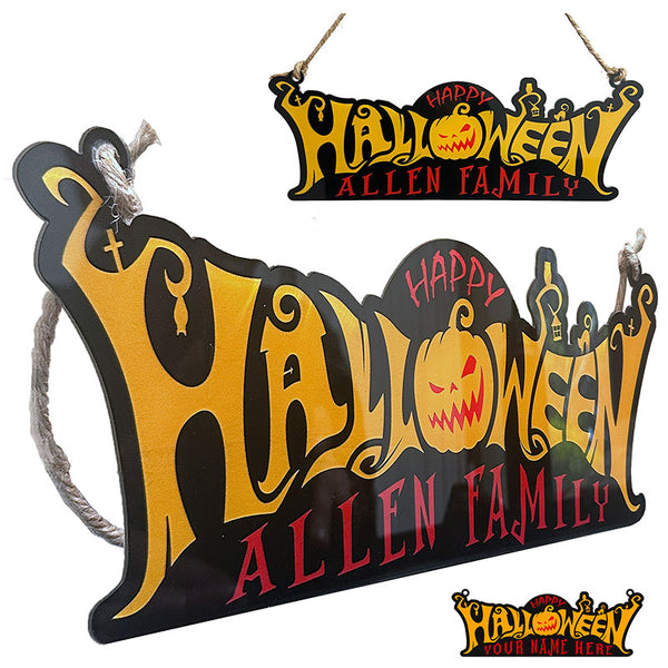Personalized Happy Halloween Sign with Family Name - GiftShire