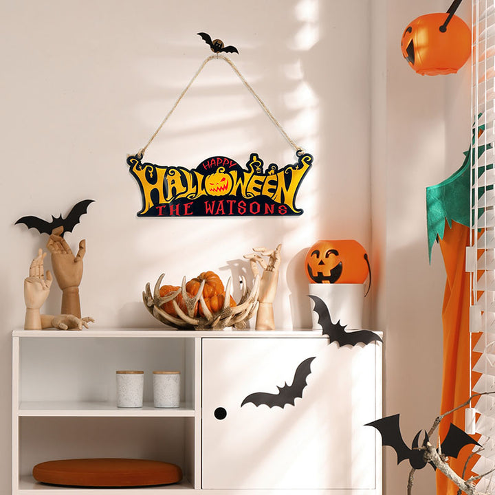 Personalized Happy Halloween Sign with Family Name - GiftShire