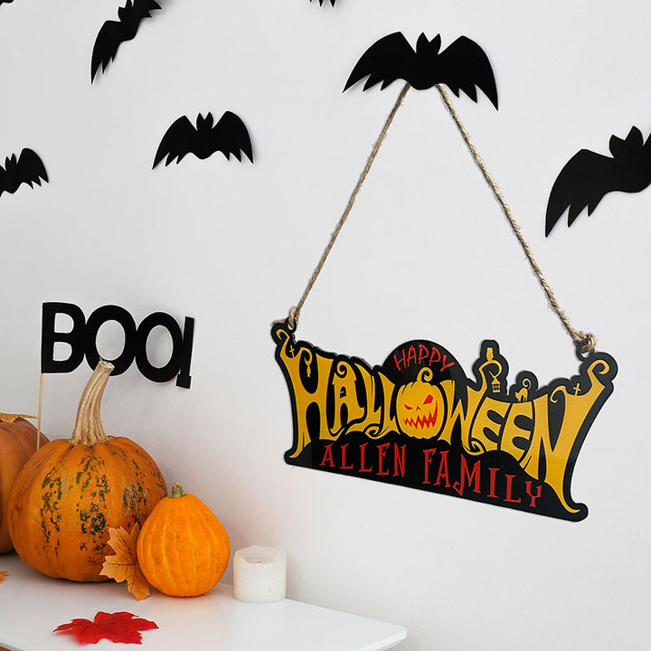 Personalized Happy Halloween Sign with Family Name - GiftShire
