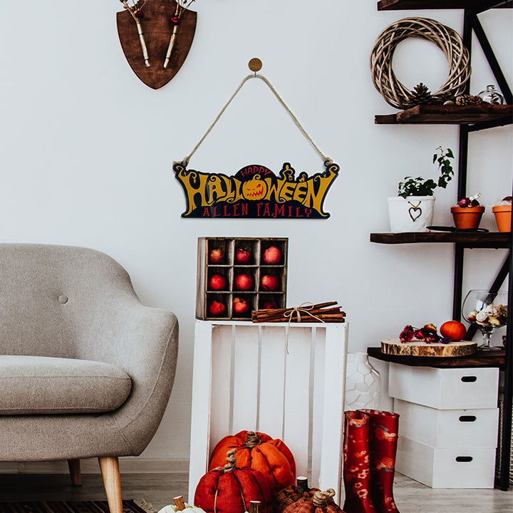 Personalized Happy Halloween Sign with Family Name - GiftShire