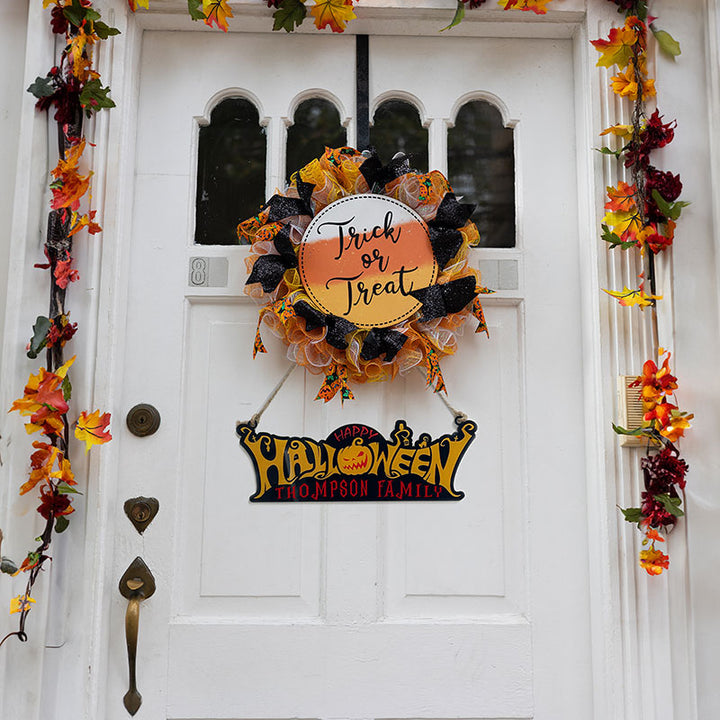 Personalized Happy Halloween Sign with Family Name - GiftShire