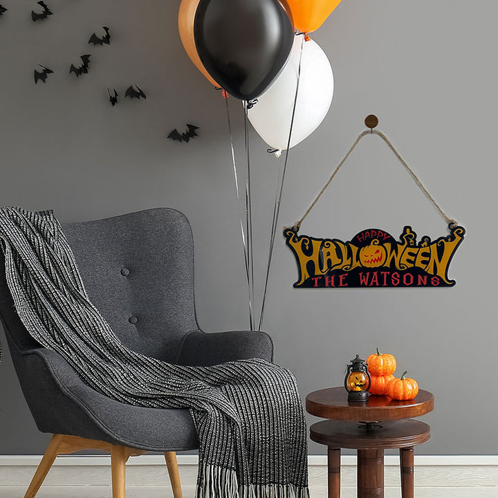 Personalized Happy Halloween Sign with Family Name - GiftShire