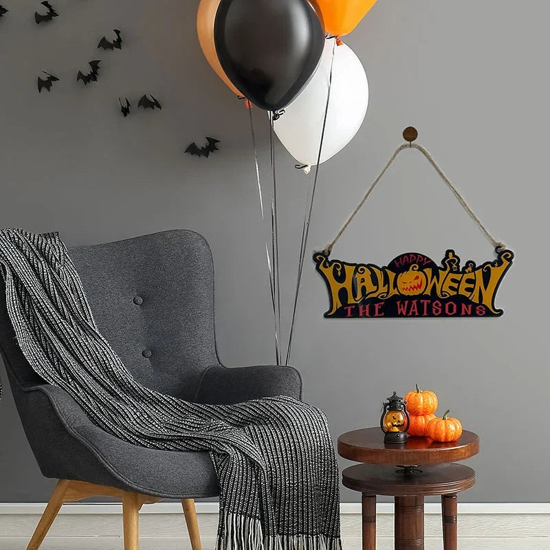 Personalized Happy Halloween Sign with Family Name - GiftShire