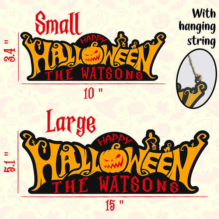 Personalized Happy Halloween Sign with Family Name - GiftShire