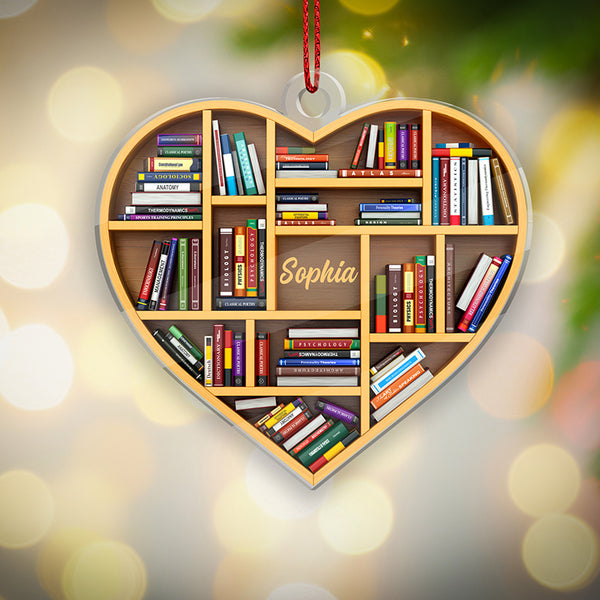 Personalized Heart Bookshelf Ornament for Booklovers