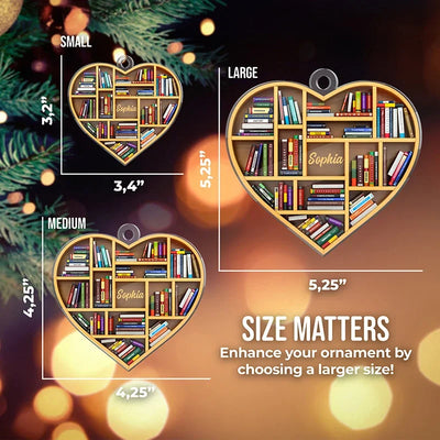 Personalized Heart Bookshelf Ornament for Booklovers