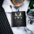 Personalized Initial Flask, Stainless Black Flask, Gift for Him - GiftShire