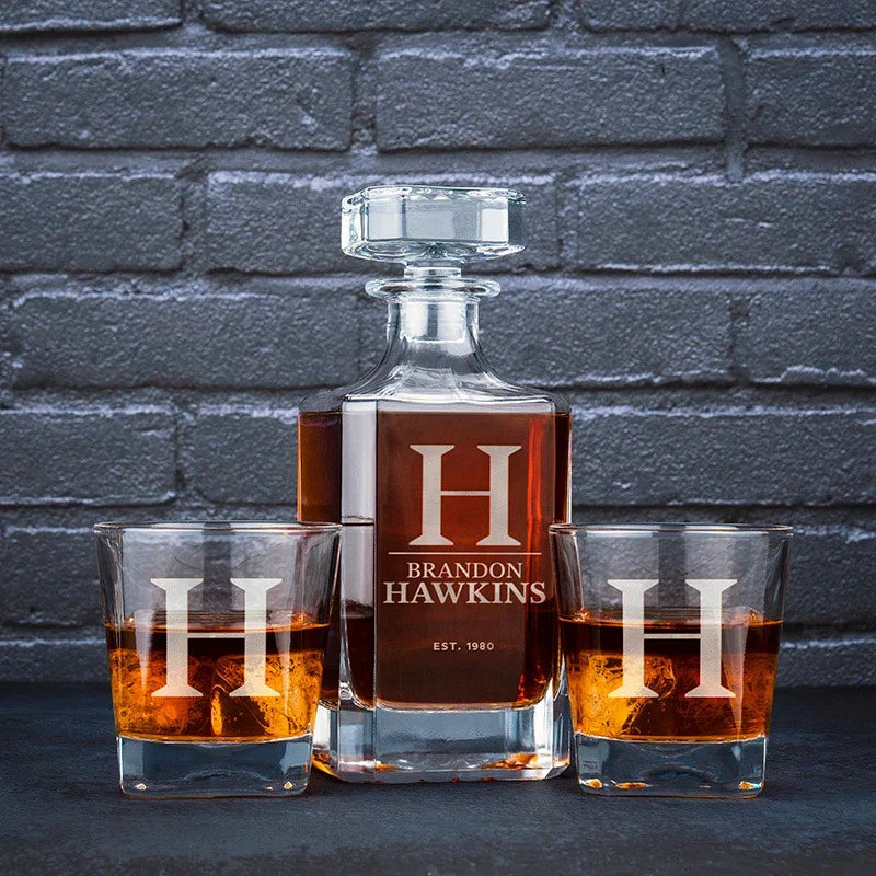 Personalized Initial & Logo Engraved Glassware Decanter - GiftShire