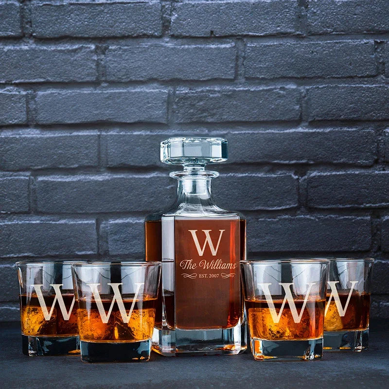 Personalized Initial & Logo Engraved Glassware Decanter - GiftShire