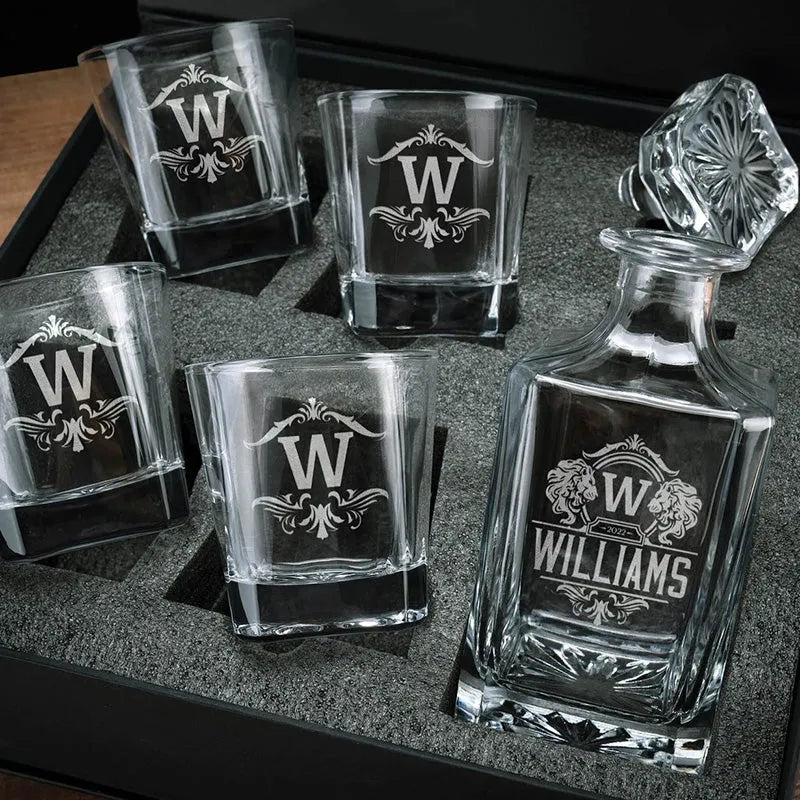 Personalized Initial & Logo Engraved Glassware Decanter - GiftShire