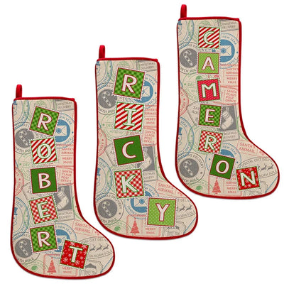 Personalized Letter in Stamp Christmas Stockings