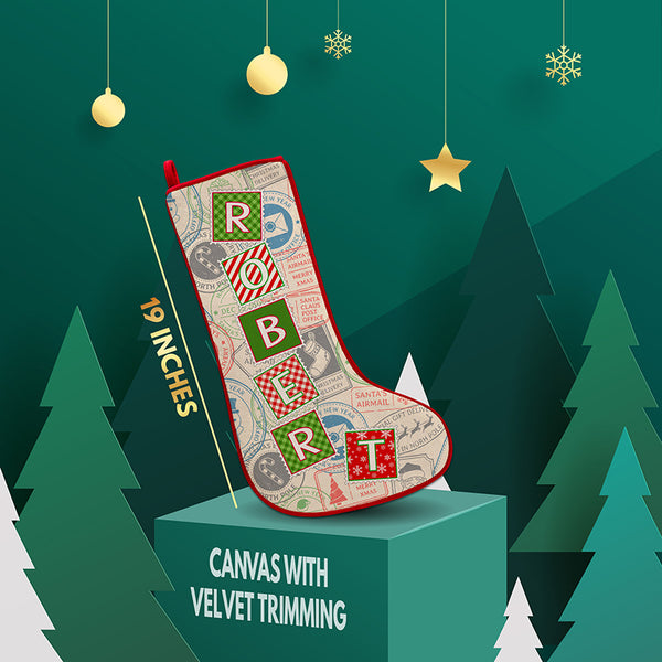 Personalized Letter in Stamp Christmas Stockings