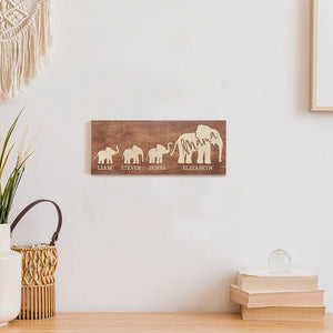 Personalized Mama Elephant Wooden Sign With Calves - GiftShire