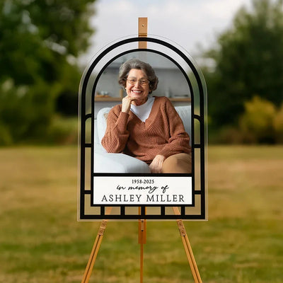 Personalized Memorial Welcome Sign with Photo – Funeral Ceramony Sign