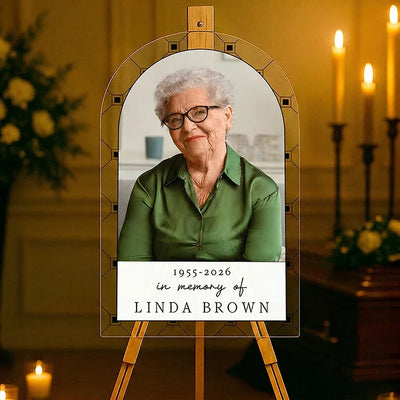 Personalized Memorial Welcome Sign with Photo – Funeral Ceramony Sign