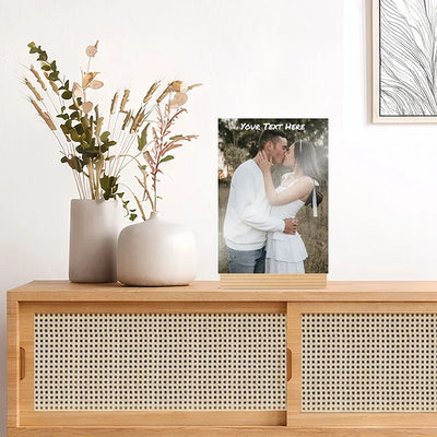 Personalized Metal Photo Print Frame with Wood Base