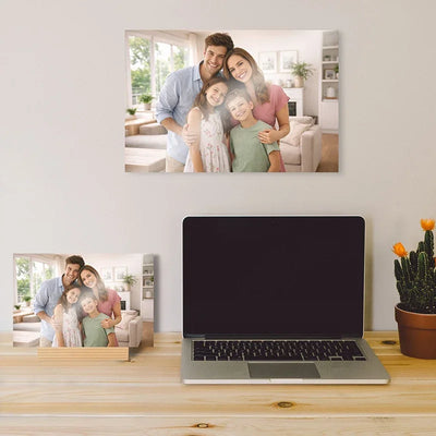 Personalized Metal Photo Print Frame with Wood Base