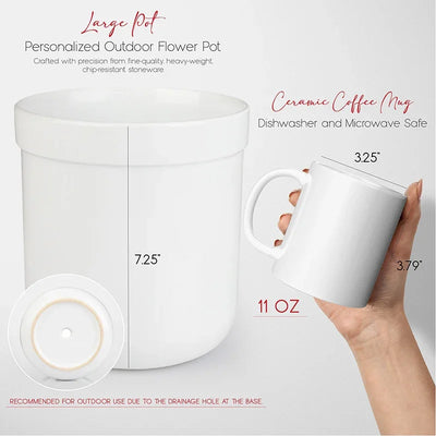 Personalized Mother’s Day Gift – Birth Flower Pot & Coffe Mug