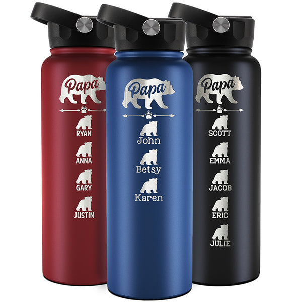 Personalized Papa Bear Water Bottle - GiftShire