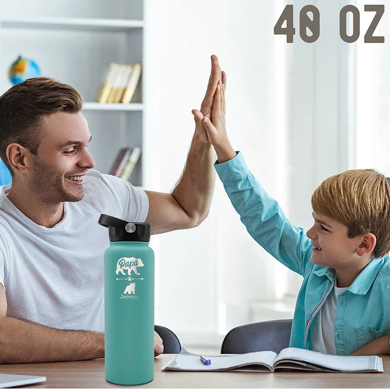 Personalized Papa Bear Water Bottle - GiftShire