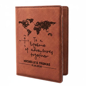 Personalized Passport Holder - Custom Leather Passsport - Gift for Couple - GiftShire
