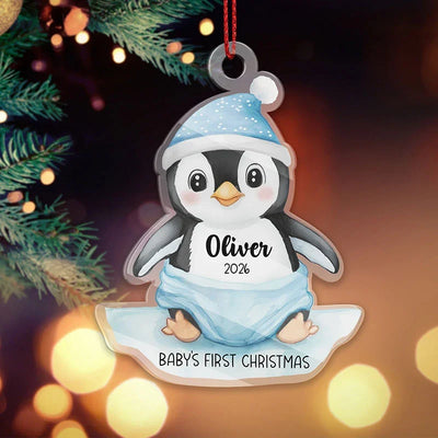 Personalized Penguin Baby Christmas Ornament
