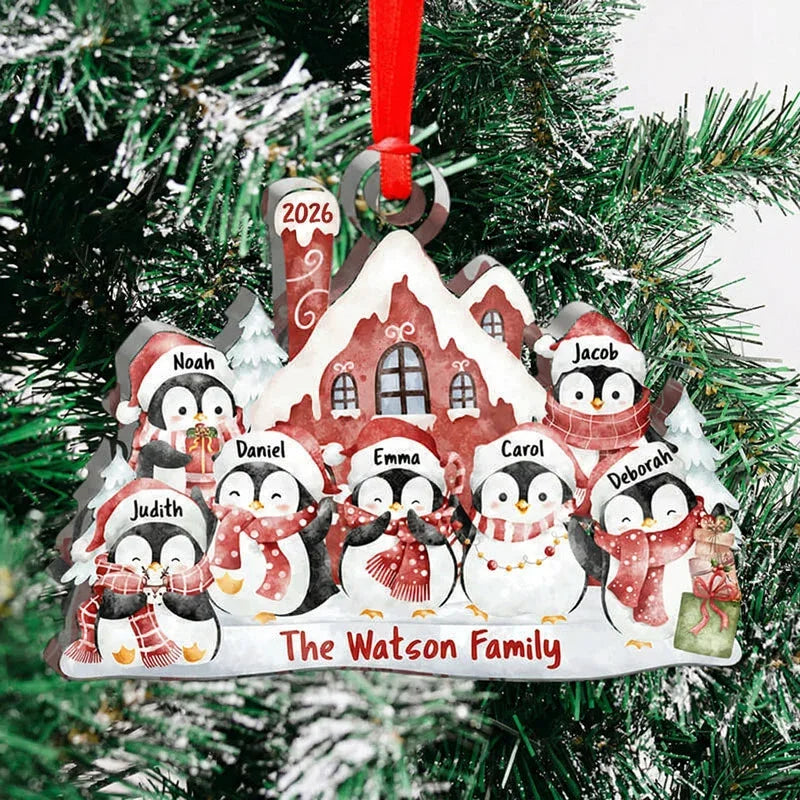 Personalized Penguin Family Christmas Ornament