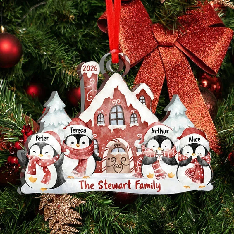 Personalized Penguin Family Christmas Ornament