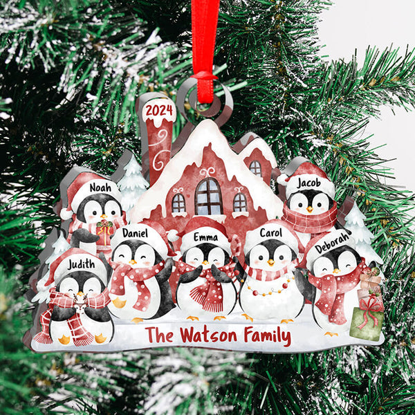 Personalized Penguin Family Christmas Ornament
