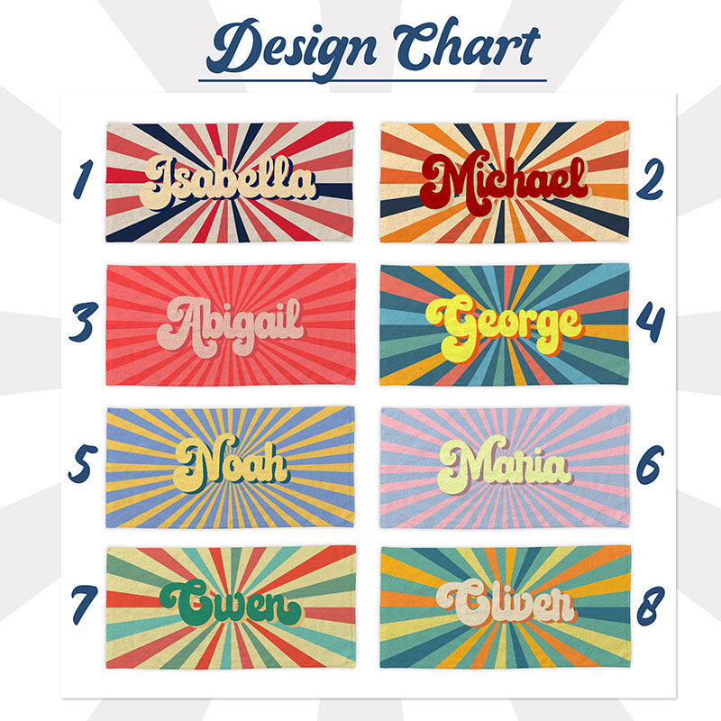 Personalized Retro Beach Towel for Summer - 16 Custom Designs